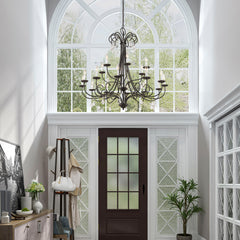 Tiered Chandelier with 18 Candelabra Lights, 42 in Wide