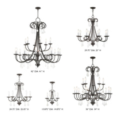 Tiered Chandelier with 18 Candelabra Lights, 42 in Wide