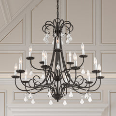 Tiered Chandelier with 18 Candelabra Lights, 42 in Wide