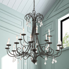 Tiered Chandelier with 18 Candelabra Lights, 42 in Wide