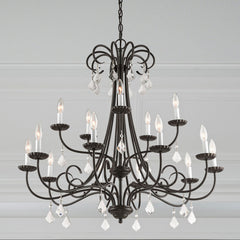 Tiered Chandelier with 18 Candelabra Lights, 42 in Wide