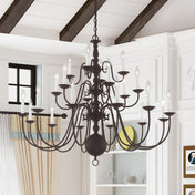 Tiered Chandelier with 3 Light Tiers in Bronze Steel