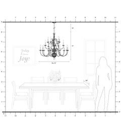 Tiered Chandelier with 3 Light Tiers in Bronze Steel