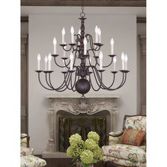 Tiered Chandelier with 3 Light Tiers in Bronze Steel