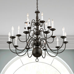 Tiered Chandelier with 3 Light Tiers in Bronze Steel