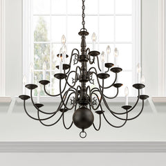 Tiered Chandelier with 3 Light Tiers in Bronze Steel