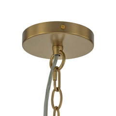 Tiered Chandelier with 9 Lights, Clear Ribbed Glass in Antique Brass