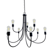Tiered Chandelier with 9 Lights in Matte Black Iron