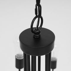Tiered Chandelier with 9 Lights in Matte Black Iron
