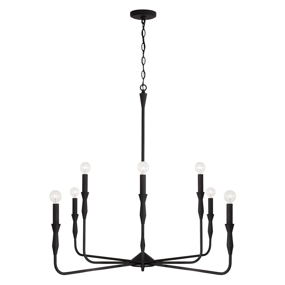 Tiered Chandelier with Fabric Drum Shades, 34 in H x 41 in W