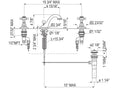 Dimensions | faucet drawing with width, reach, height, connection, and drain measurements