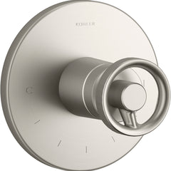 Components Thermostatic Valve Trim with Industrial Handle in Vibrant Brushed Nickel | product photo