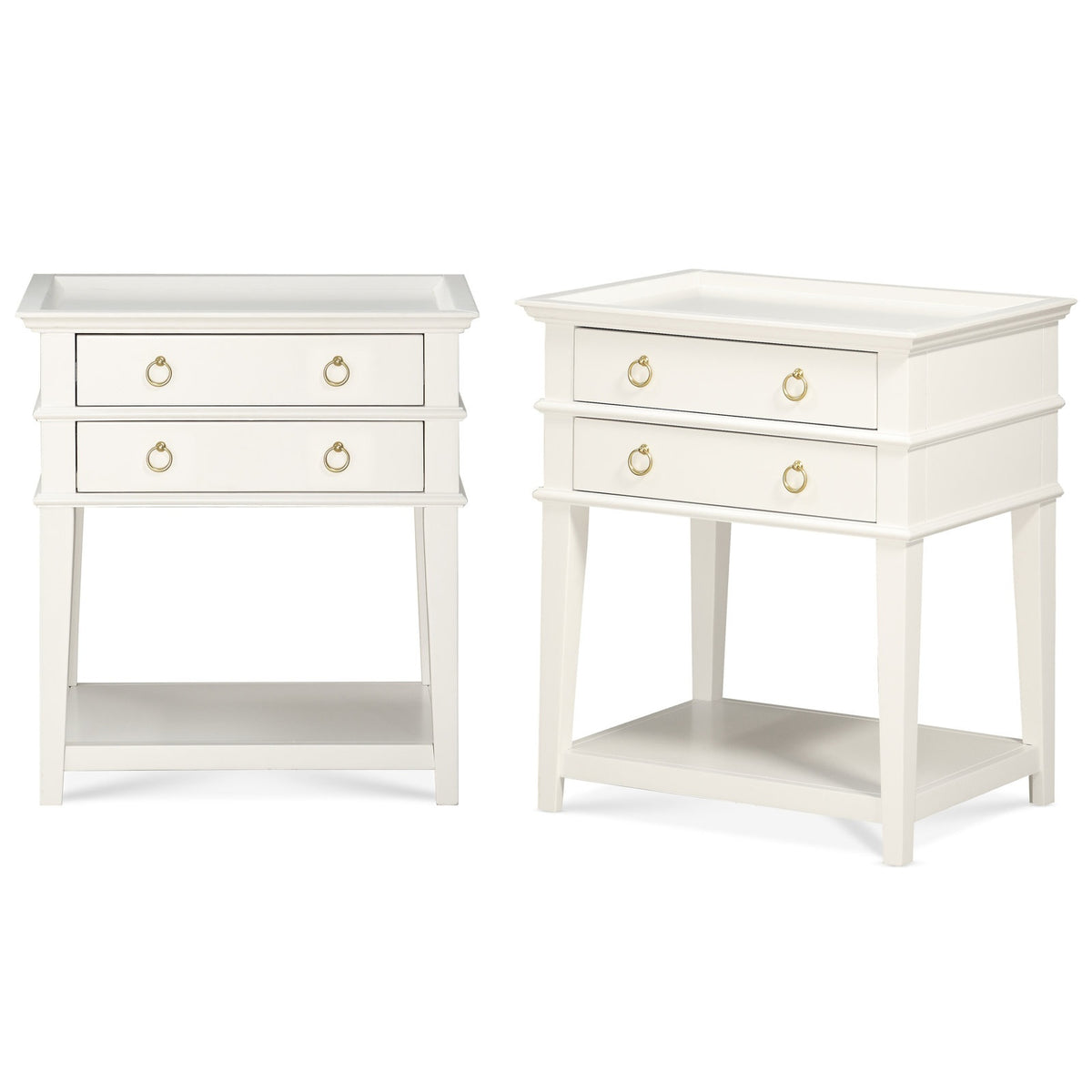 Grevane 26" W White 2-Drawer Tray Top Nightstand - Set of 2