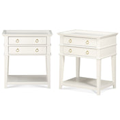 Grevane 26" W White 2-Drawer Tray Top Nightstand - Set of 2