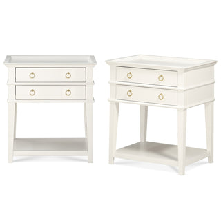 Grevane 26" W White 2-Drawer Tray Top Nightstand - Set of 2