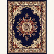 Full pattern | the whole rug flat, medallion centred inside an ivory border