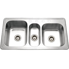 Topmount Kitchen Sink, Premiere Gourmet, Triple Bowl, 4-Hole, Stainless Steel