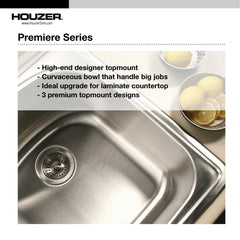 Topmount Kitchen Sink, Premiere Gourmet, Triple Bowl, 4-Hole, Stainless Steel
