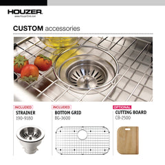 Topmount Kitchen Sink, Single Bowl, 1 Faucet Hole, Stainless Steel, 33 In