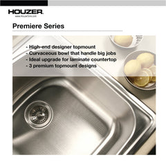 Topmount Kitchen Sink, Single Bowl, 1 Faucet Hole, Stainless Steel, 33 In