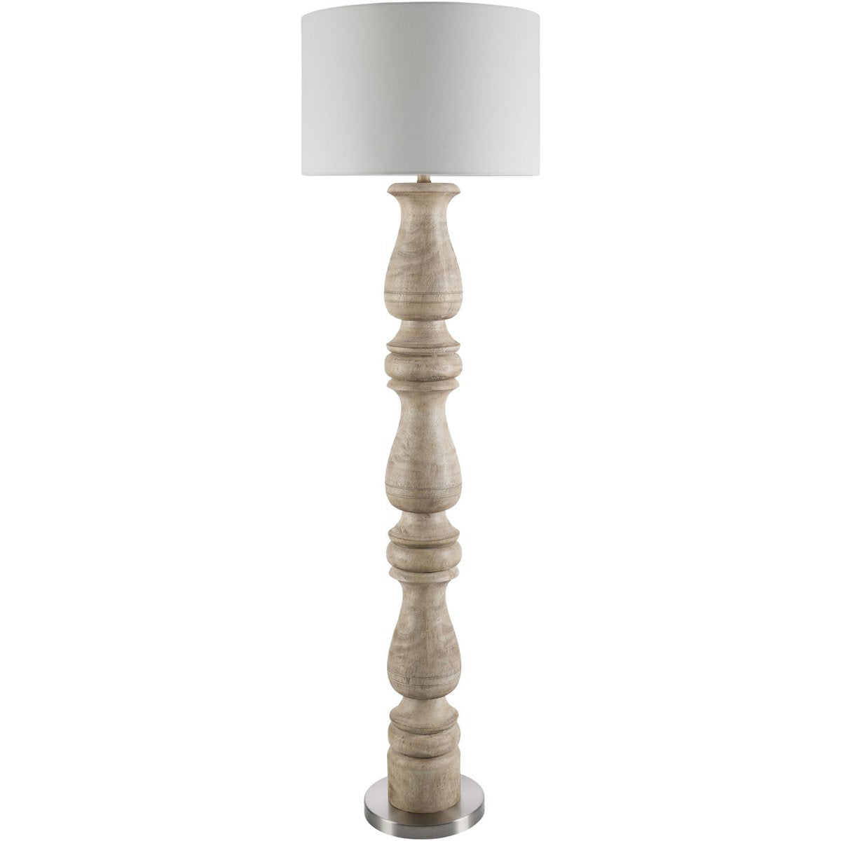 Torchiere Floor Lamp, 66 in Tall, Linen Shade in White