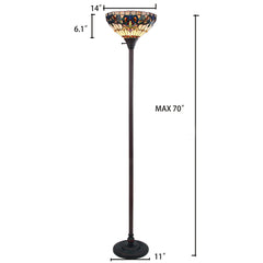 Torchiere Floor Lamp, 70 in H, Single Light with Dark Bronze Base