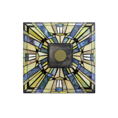 Torchiere Floor Lamp, Stained Glass Shade with Blackish Bronze Base
