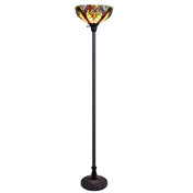 Torchiere Floor Lamp with Yellow and Red Stained Glass Shade