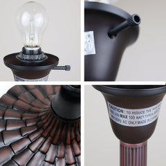 Torchiere Floor Lamp with Yellow and Red Stained Glass Shade