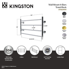 Towel Rack, Palatine, 4-Tier Wall Mount in Polished Chrome