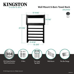 Towel Rack, Sona, Wall Mount with Shelf in Matte Black