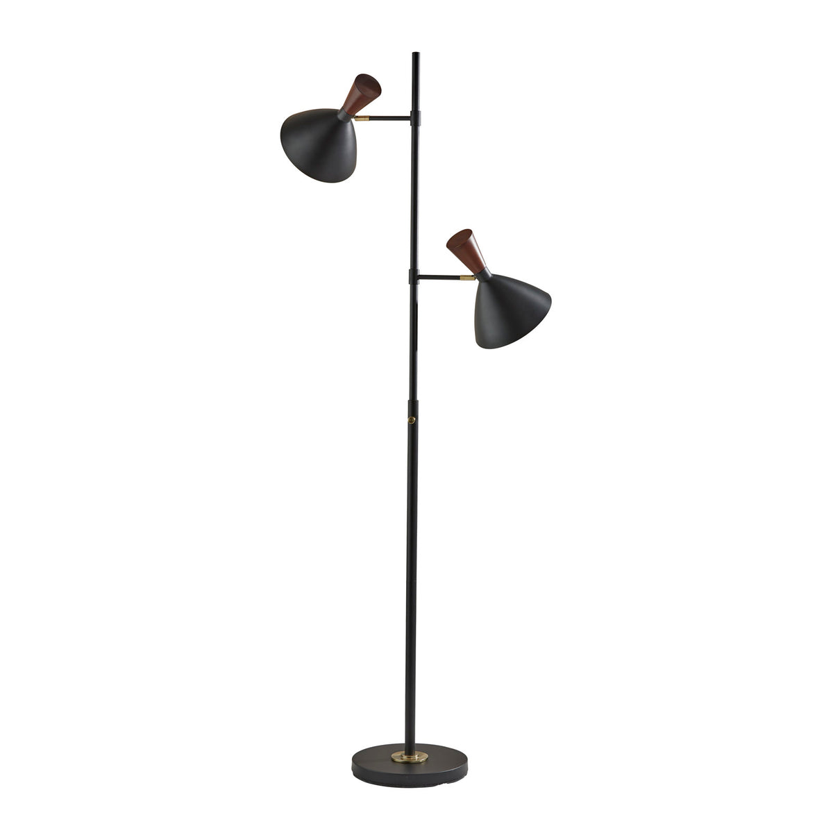 Tree Floor Lamp, 2 Lights, Black and Brass Finish