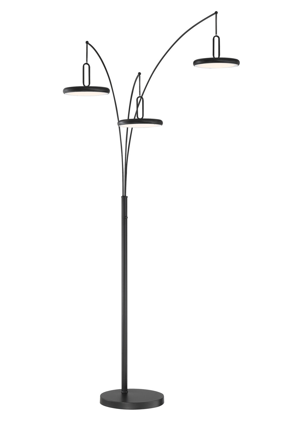 Tree Floor Lamp, 3-Light, Black Metal with Black Dome Shade