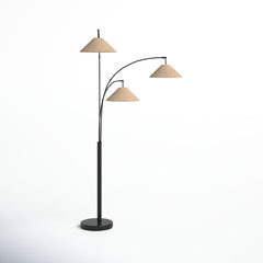 Tree Floor Lamp, 3 Lights, Dark Bronze Base with Light Brown Shades
