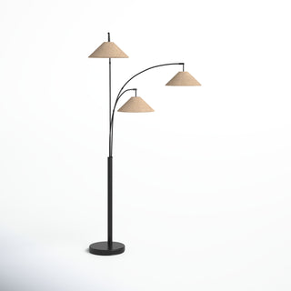 Tree Floor Lamp, 3 Lights, Dark Bronze Base with Light Brown Shades