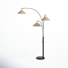 Tree Floor Lamp, 3 Lights, Dark Bronze Base with Light Brown Shades