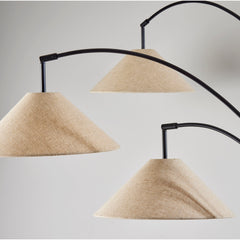 Tree Floor Lamp, 3 Lights, Dark Bronze Base with Light Brown Shades