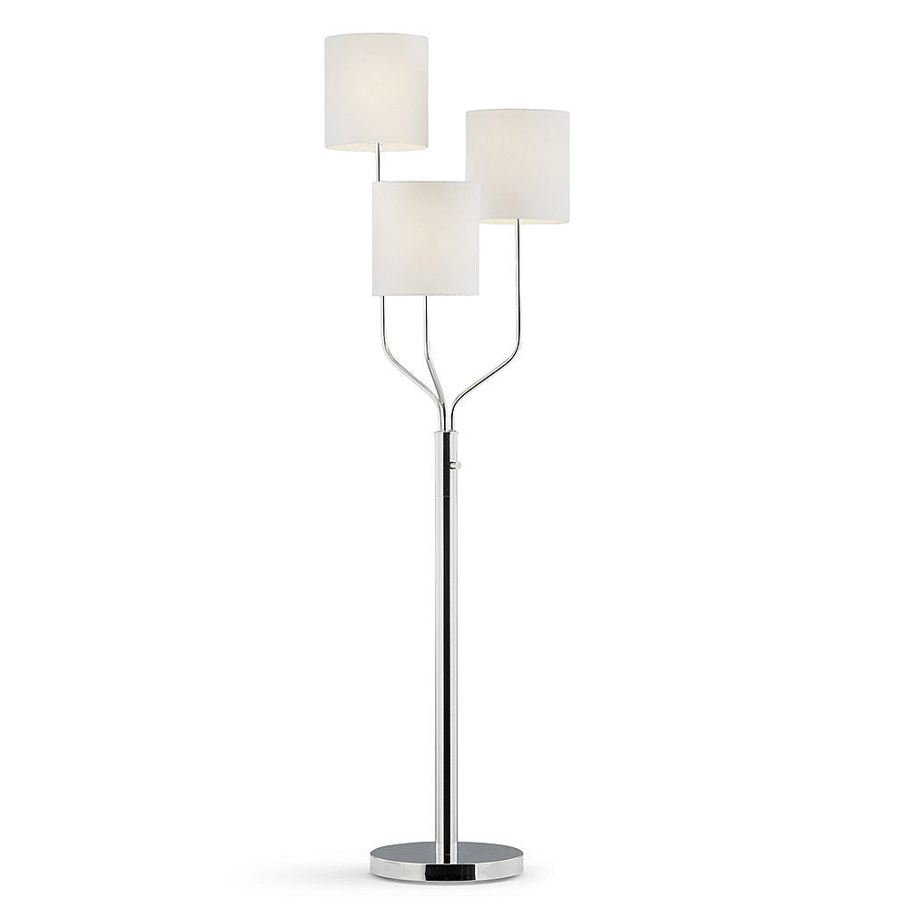 Tree Floor Lamp with 3 Lights, White Drum Shade and Chrome Base