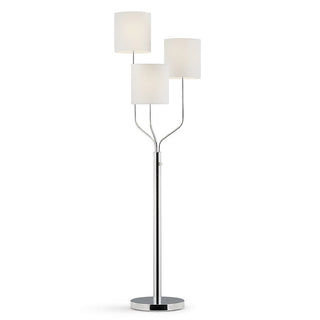 Tree Floor Lamp with 3 Lights, White Drum Shade and Chrome Base