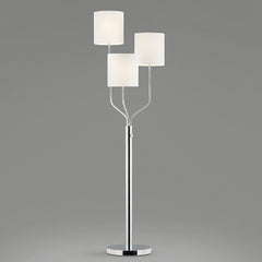 Tree Floor Lamp with 3 Lights, White Drum Shade and Chrome Base