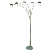 Tree Floor Lamp with 5 Lights in Brushed Nickel with Silver Shades