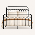Front | Straight-on view of the full black metal bed on a white studio backdrop