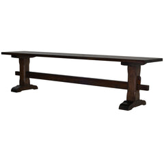Trestle Dining Bench in Solid Ash Wood, Dark Walnut Finish