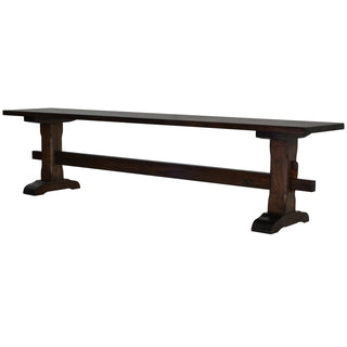 Trestle Dining Bench in Solid Ash Wood, Dark Walnut Finish