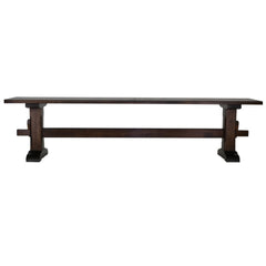 Trestle Dining Bench in Solid Ash Wood, Dark Walnut Finish