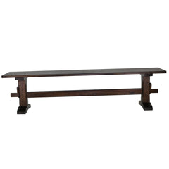 Trestle Dining Bench in Solid Ash Wood, Dark Walnut Finish