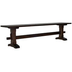 Trestle Dining Bench in Solid Ash Wood, Dark Walnut Finish
