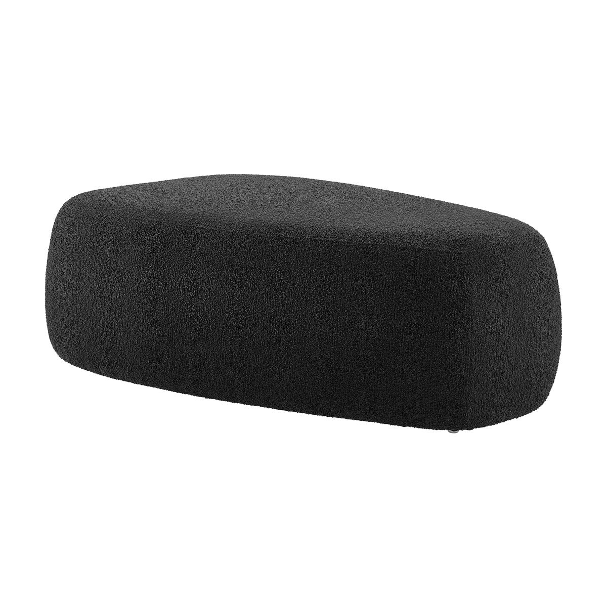 Triangle Ottoman, Black Boucle with Solid Wood Frame