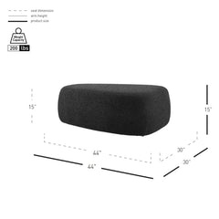 Triangle Ottoman, Black Boucle with Solid Wood Frame