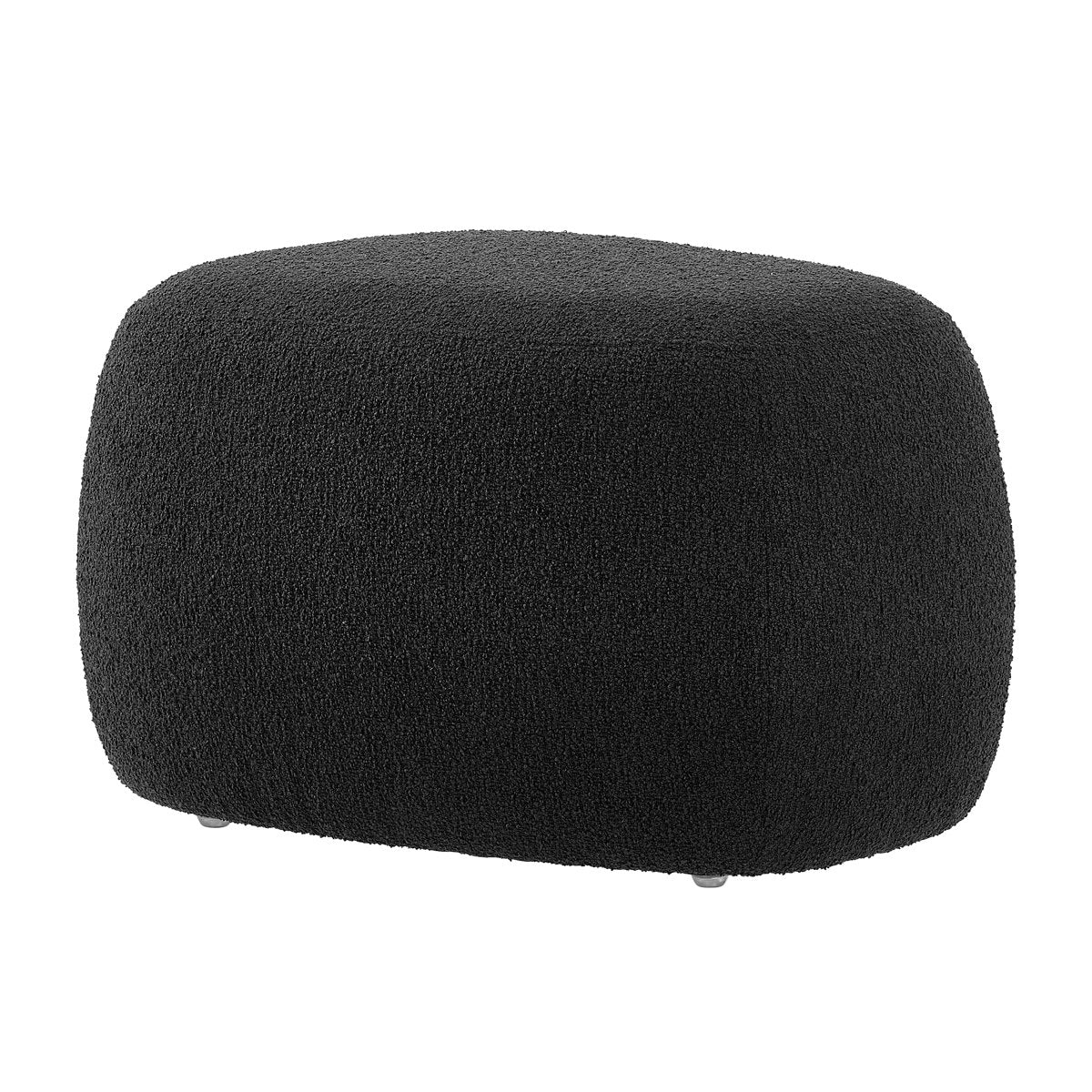Triangle Ottoman in Black Boucle with Wood Frame